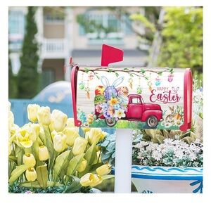 Festive Easter Mailbox Cover with Red Truck